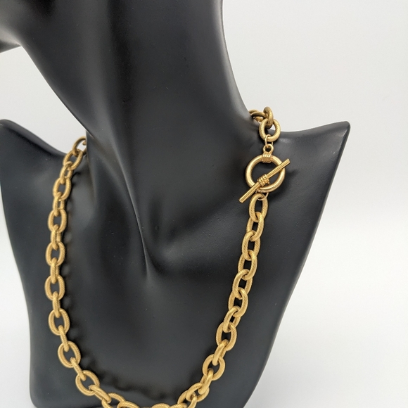 17" necklace Oval Links Textured gold tone - Picture 5 of 5